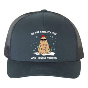 On The Naughty List And I Regret Nothing Cat Christmas Light Gift Yupoong Adult 5-Panel Trucker Hat