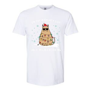 On The Naughty List And I Regret Nothing Cat Christmas Light Gift Softstyle CVC T-Shirt