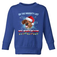 On The Naughty List And I Regret Nothing Dachshund Christmas Gift Toddler Sweatshirt