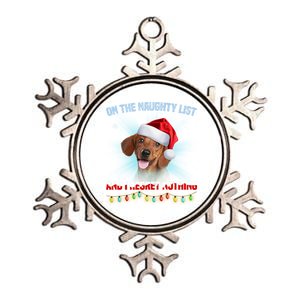 On The Naughty List And I Regret Nothing Dachshund Christmas Gift Metallic Star Ornament