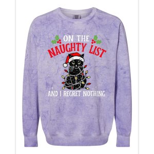 On The Naughty List And I Regret Nothing Cat Christmas Funny Colorblast Crewneck Sweatshirt