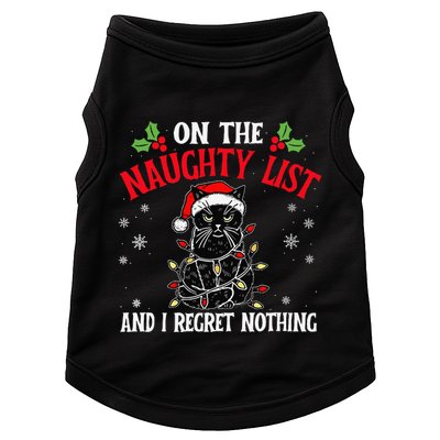 On The Naughty List And I Regret Nothing Cat Christmas Funny Doggie Tank