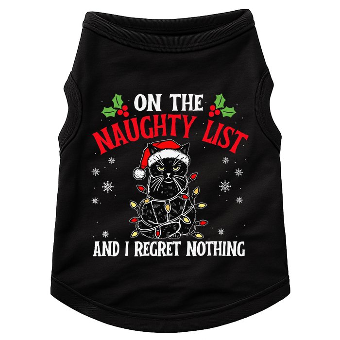On The Naughty List And I Regret Nothing Cat Christmas Funny Doggie Tank