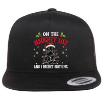 On The Naughty List And I Regret Nothing Cat Christmas Funny Flatbill Hat