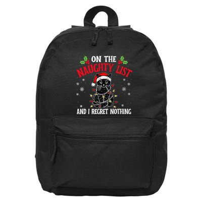 On The Naughty List And I Regret Nothing Cat Christmas Funny 16 in Basic Backpack