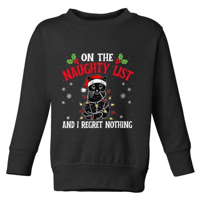 On The Naughty List And I Regret Nothing Cat Christmas Funny Toddler Sweatshirt