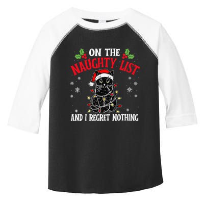 On The Naughty List And I Regret Nothing Cat Christmas Funny Toddler Fine Jersey T-Shirt