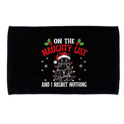 On The Naughty List And I Regret Nothing Cat Christmas Funny Microfiber Hand Towel