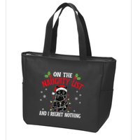 On The Naughty List And I Regret Nothing Cat Christmas Funny Zip Tote Bag