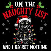 On The Naughty List And I Regret Nothing Cat Christmas Funny Zip Tote Bag