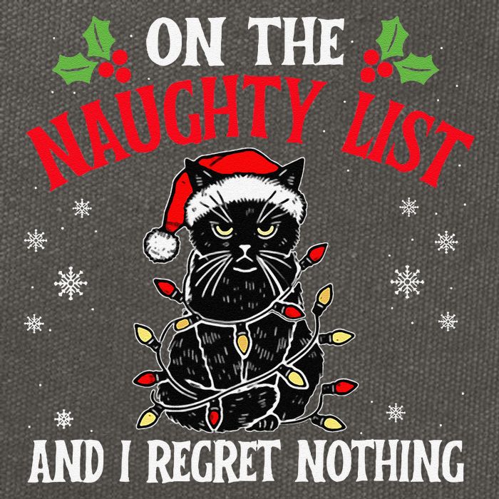On The Naughty List And I Regret Nothing Cat Christmas Funny Cotton Canvas Backpack