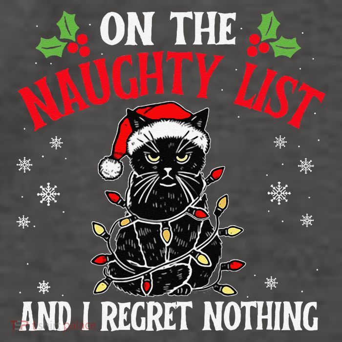 On The Naughty List And I Regret Nothing Cat Christmas Funny Vector Backpack