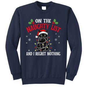 On The Naughty List And I Regret Nothing Cat Christmas Funny Sweatshirt