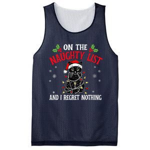 On The Naughty List And I Regret Nothing Cat Christmas Funny Mesh Reversible Basketball Jersey Tank