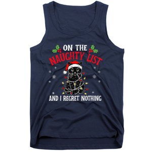 On The Naughty List And I Regret Nothing Cat Christmas Funny Tank Top