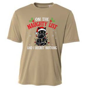 On The Naughty List And I Regret Nothing Cat Christmas Funny Cooling Performance Crew T-Shirt