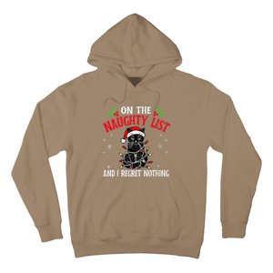 On The Naughty List And I Regret Nothing Cat Christmas Funny Hoodie