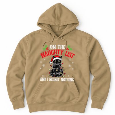 On The Naughty List And I Regret Nothing Cat Christmas Funny Hoodie