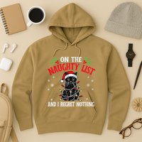 On The Naughty List And I Regret Nothing Cat Christmas Funny Hoodie