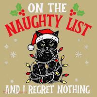 On The Naughty List And I Regret Nothing Cat Christmas Funny Button
