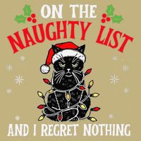 On The Naughty List And I Regret Nothing Cat Christmas Funny Magnet