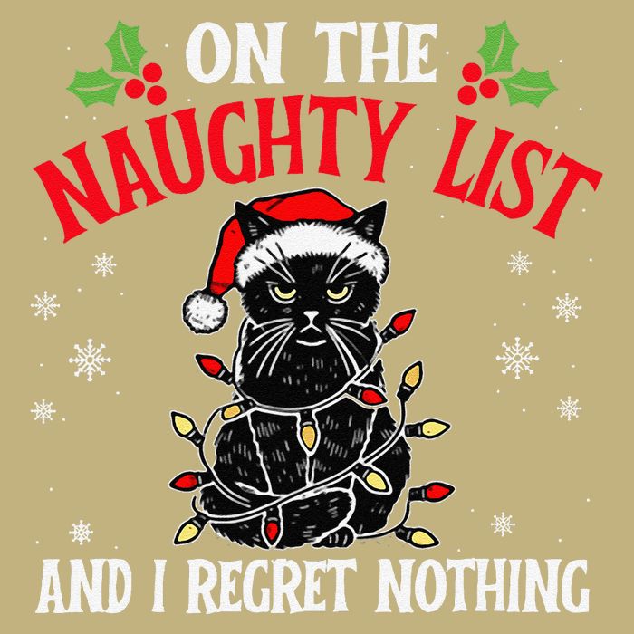 On The Naughty List And I Regret Nothing Cat Christmas Funny Magnet