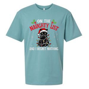 On The Naughty List And I Regret Nothing Cat Christmas Funny Sueded Cloud Jersey T-Shirt