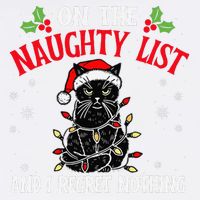 On The Naughty List And I Regret Nothing Cat Christmas Funny Garment-Dyed Sweatshirt