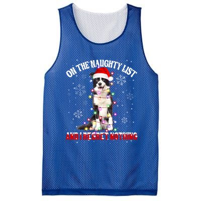 On The Naughty List And I Regret Nothing Border Collie Xmas Great Gift Mesh Reversible Basketball Jersey Tank