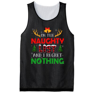 On The Naughty List And I Regret Nothing Funny Xmas Mesh Reversible Basketball Jersey Tank