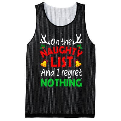 On The Naughty List And I Regret Nothing Funny Xmas Mesh Reversible Basketball Jersey Tank