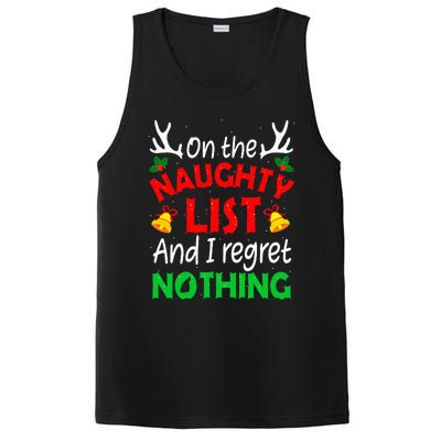 On The Naughty List And I Regret Nothing Funny Xmas PosiCharge Competitor Tank