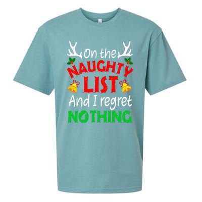 On The Naughty List And I Regret Nothing Funny Xmas Sueded Cloud Jersey T-Shirt