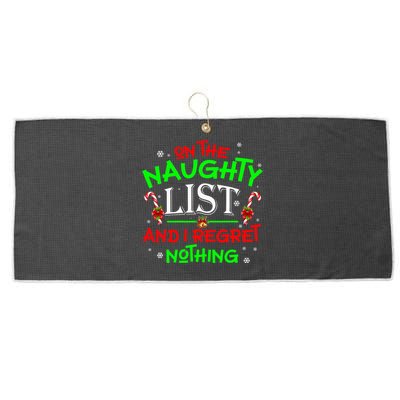 On The Naughty List And I Regret Nothing Funny Xmas Large Microfiber Waffle Golf Towel