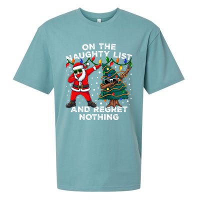 On The Naughty List And I Regret Nothing Cool Dabbing Santa Gift Sueded Cloud Jersey T-Shirt