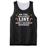 On The Naughty List And I Regret Nothing Funny Xmas Mesh Reversible Basketball Jersey Tank