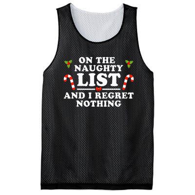 On The Naughty List And I Regret Nothing Funny Xmas Mesh Reversible Basketball Jersey Tank