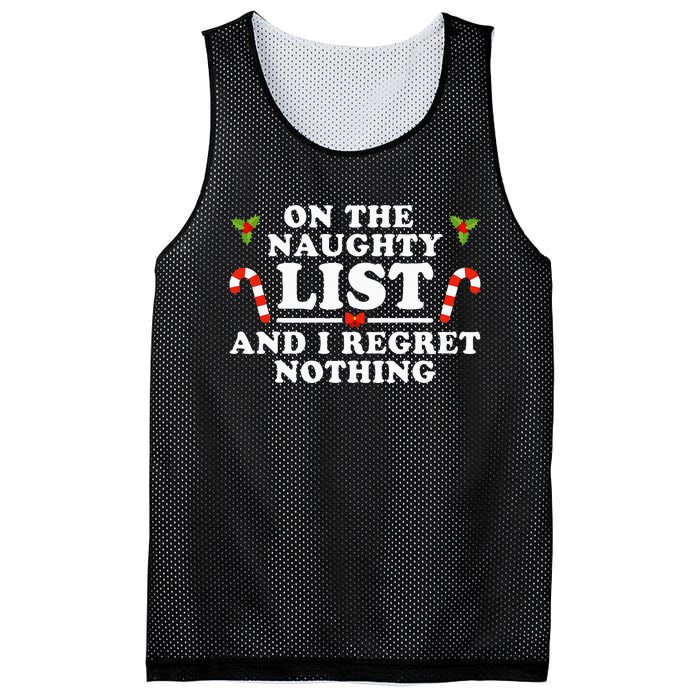 On The Naughty List And I Regret Nothing Funny Xmas Mesh Reversible Basketball Jersey Tank