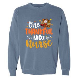 One Thankful Nicu Nurse Turkey Leopard Plaid Thanksgiving Gift Garment-Dyed Sweatshirt