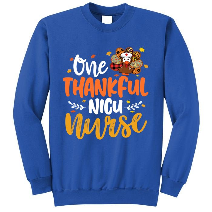 One Thankful Nicu Nurse Turkey Leopard Plaid Thanksgiving Gift Sweatshirt