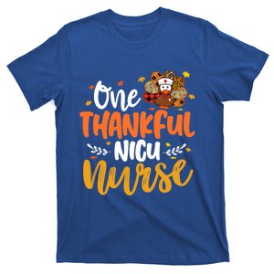 One Thankful Nicu Nurse Turkey Leopard Plaid Thanksgiving Gift T-Shirt