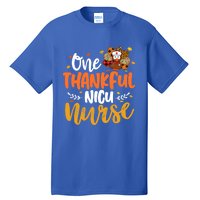 One Thankful Nicu Nurse Turkey Leopard Plaid Thanksgiving Gift Tall T-Shirt