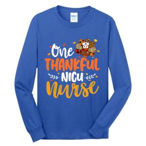 One Thankful Nicu Nurse Turkey Leopard Plaid Thanksgiving Gift Tall Long Sleeve T-Shirt