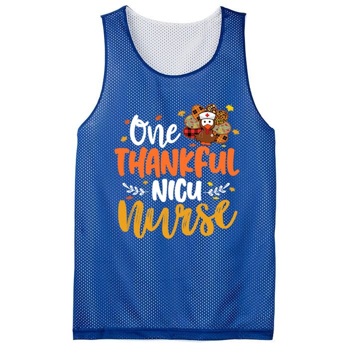 One Thankful Nicu Nurse Turkey Leopard Plaid Thanksgiving Gift Mesh Reversible Basketball Jersey Tank