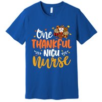 One Thankful Nicu Nurse Turkey Leopard Plaid Thanksgiving Gift Premium T-Shirt