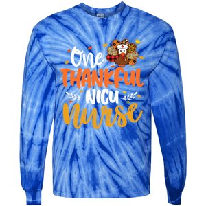 One Thankful Nicu Nurse Turkey Leopard Plaid Thanksgiving Gift Tie-Dye Long Sleeve Shirt