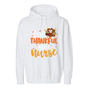 One Thankful Nicu Nurse Turkey Leopard Plaid Thanksgiving Gift Garment-Dyed Fleece Hoodie