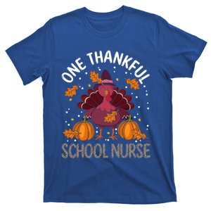 One Thankful Nurse Turkey Leopard Thanksgiving School Nurse Gift T-Shirt