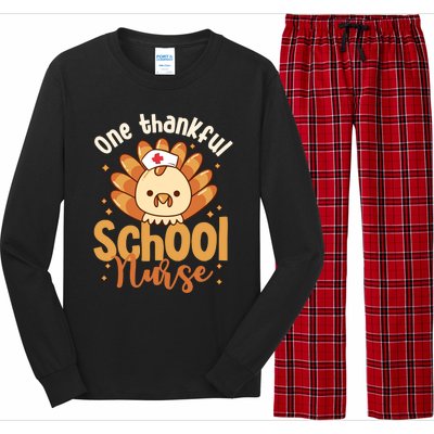 One Thankful Nurse Turkey Leopard Thanksgiving School Nurse Funny Gift Long Sleeve Pajama Set