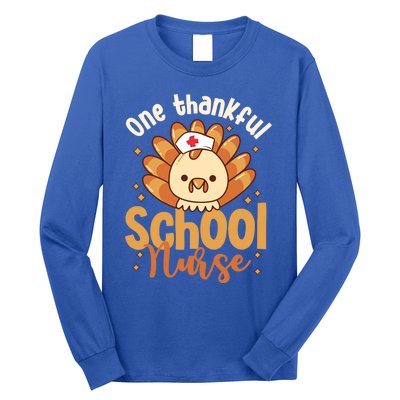 One Thankful Nurse Turkey Leopard Thanksgiving School Nurse Funny Gift Long Sleeve Shirt